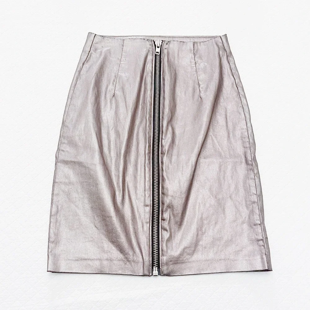 All Saints Metallic Copper Pencil Skirt SZ0